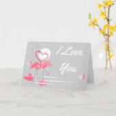 Carte Amour de flamant rose Je t'aime paysage (Fleur jaune)