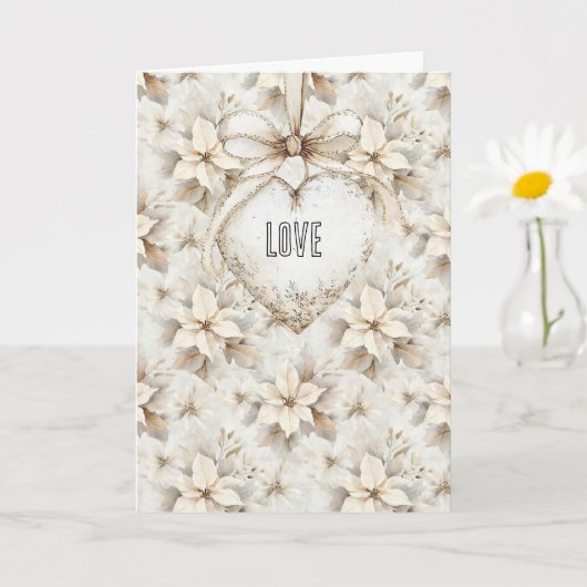 Carte Amour de la Saint-Valentin Fleur de coeur en ruban (Petite plante)