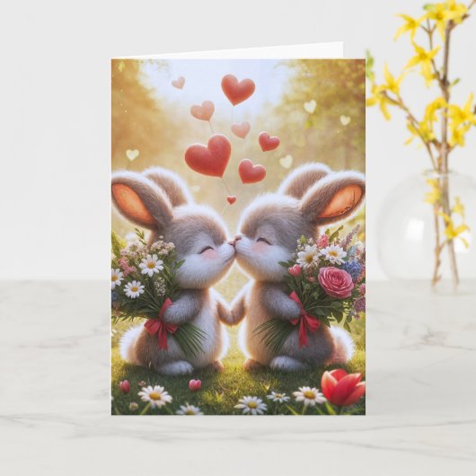 Carte Amour de lapin (Fleur jaune)