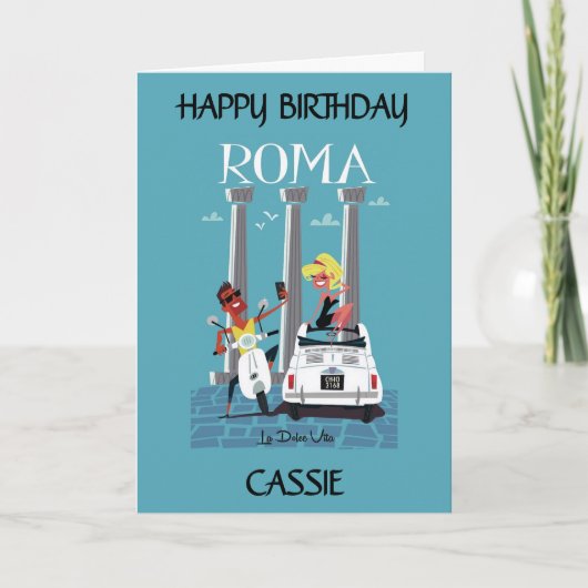 Carte Amour de l'Italie, Rome. La Dolce Vita. Modifiable (Devant)