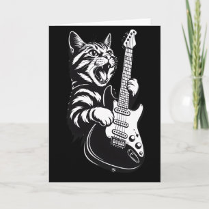 Carte Amour de musique cool Chat rock jouant de la gui