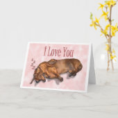 Carte Amour de teckel (Fleur jaune)