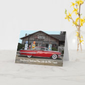 Carte Amour de voiture ancienne éprouvée / Anniversaire (Fleur jaune)