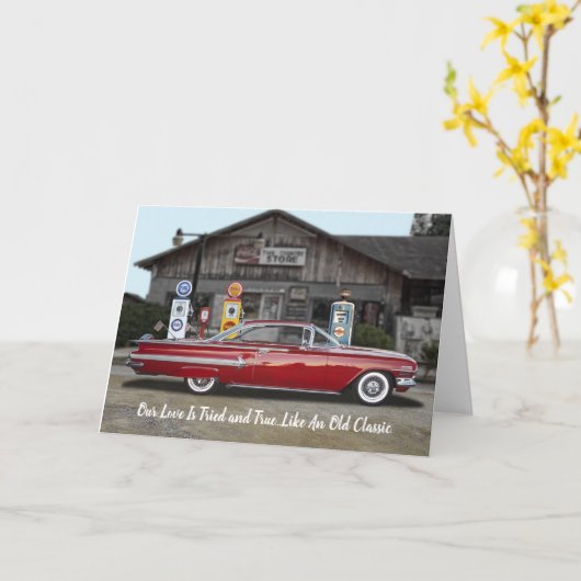 Carte Amour de voiture classique éprouvée / Anniversaire (Fleur jaune)