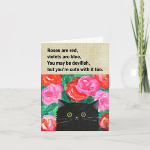 Carte Amour drôle Poème mignon Chat Noir Valentines Jour