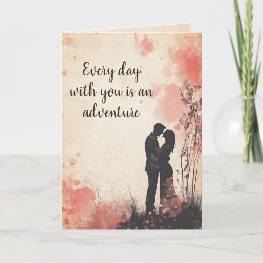 Carte Amour et aventure Couple Artistique Silhouette (Devant)