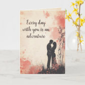 Carte Amour et aventure Couple Artistique Silhouette (Fleur jaune)