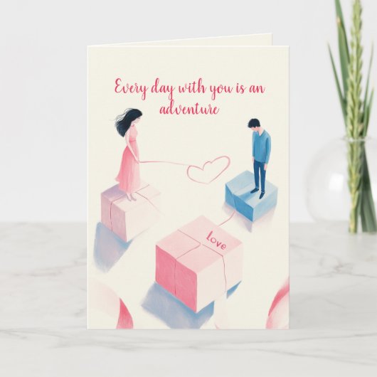 Carte Amour et aventure Jour des Valentines Artistiques (Devant)
