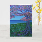 Carte Amour et l'arbre rose des coeurs (Fleur jaune)