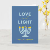 Carte "Amour et Lumière" Menorah Personnalisé Hanoukka (Fleur jaune)