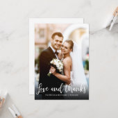 Carte Amour Et Merci Élégant Mariage Merci Photo (Devant/Arrière en situation)