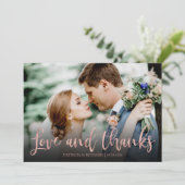 Carte Amour Et Merci Rose Gold Photo Mariage Merci (Debout devant)
