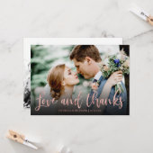 Carte Amour Et Merci Rose Gold Photo Mariage Merci (Devant/Arrière en situation)