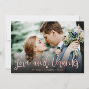 Carte Amour Et Merci Rose Gold Photo Mariage Merci