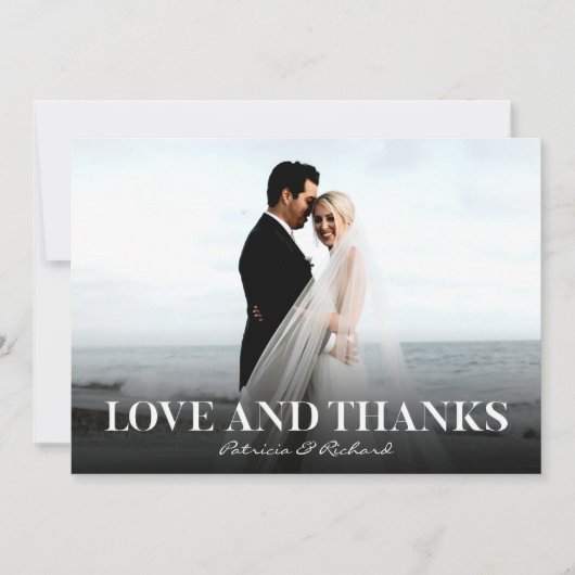 Carte Amour Et Merci Simple Merci Mariage Photo (Devant)