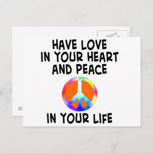 carte amour et paix (Devant / Derrière)