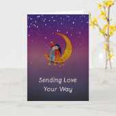 Carte Amour et romance avec les étoiles et la lune (Fleur jaune)