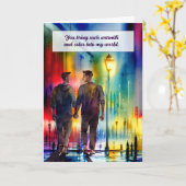 Carte Amour et Romance Hommes gais main dans la main arc (Fleur jaune)