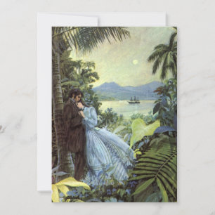 Carte Amour et romance vintage, vue tropicale romantique
