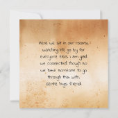 Carte Amour et soutien pour un ami malade chronique (Dos)