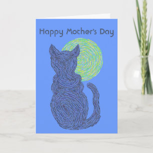 Carte Amour heureux de jour de mères de chat noir et de