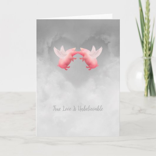 Carte Amour Incroyable de Cochons Volants (Devant)