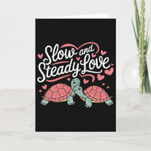 Carte Amour lent et régulier Couple de tortues mignonnes