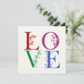 Carte Amour - Lettres botaniques colorées (Debout devant)