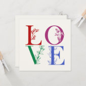 Carte Amour - Lettres botaniques colorées (Devant/Arrière en situation)