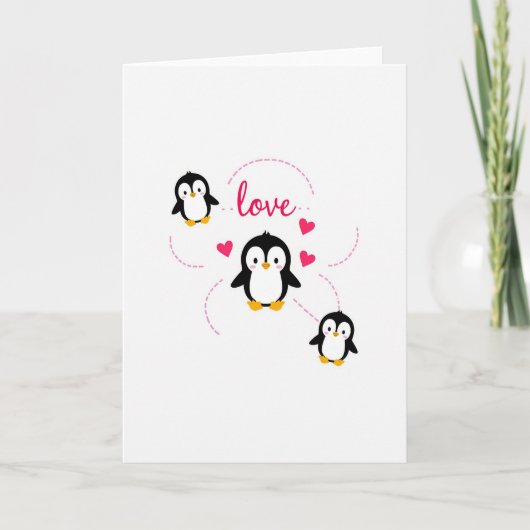 Carte Amour Manchots Cœurs (Devant)