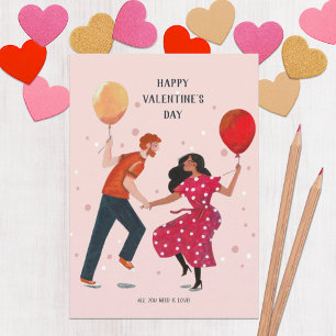Carte Amour mignon romance rose danser les gens de la Sa