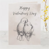 Carte Amour minimal oiseau gris romantique brillant Sain (Fleur jaune)