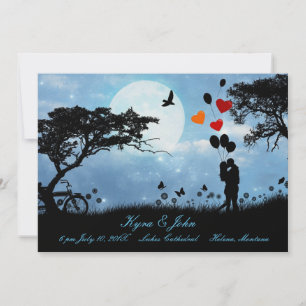 Carte Amour pittoresque sous la lune Simple Mariage