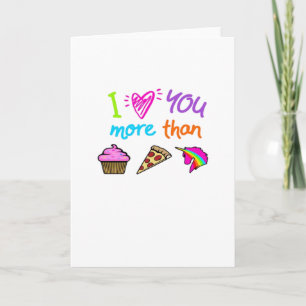 Carte Amour plus que Cupcakes Pizza Licornes Mignonnes