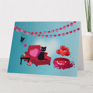 Carte Amour qui ronronne - Cupidon - Sac cadeau pour cha