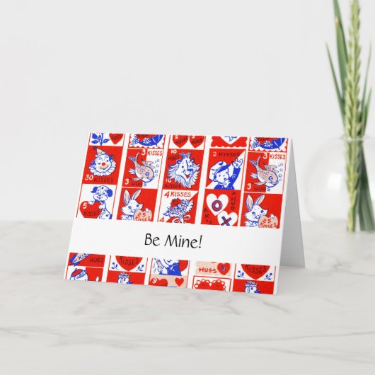 Carte Amour Rétro de la Saint-Valentin Motif Mignon (Devant)