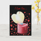 Carte amour romantique en forme de coeur rouge (Fleur jaune)