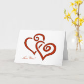 Carte Amour rouge de 2 coeurs vous anniversaire (Fleur jaune)