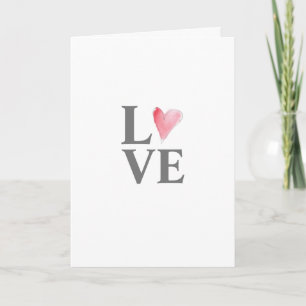Carte AMOUR Sweet Heart Watercolor Art Blank Valentine