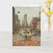 Carte Amour Vintage à New York (Fleur jaune)