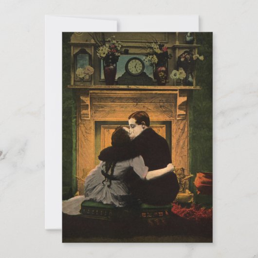 Carte Amour vintage et romance, foyer romantique Kiss (Devant)