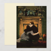 Carte Amour vintage et romance, foyer romantique Kiss (Devant / Derrière)