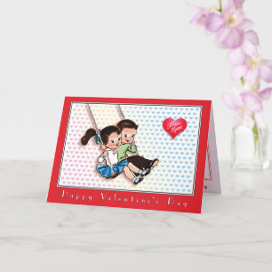Carte Amour Vrai Saint-Valentin Vintage Cœurs Colorés