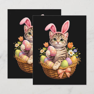 Carte Amoureux de chatons mignons Joyeuses Pâques Chat