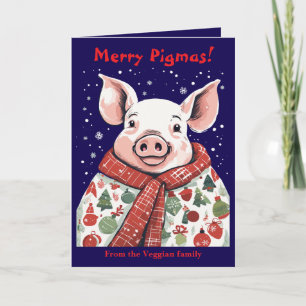 Carte Amoureux des Animaux Cochon de Noël Enveloppé dans