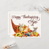Carte Amoureux des chats Cornucopia Thanksgiving Holiday (Devant/Arrière en situation)