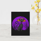 Carte Amoureux des chats éffrayant Halloween Kitten noir (Fleur jaune)