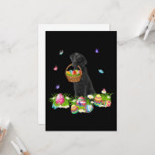 Carte Amoureux des chiens | Lapin Chien Labrador Noir &  (Devant/Arrière en situation)