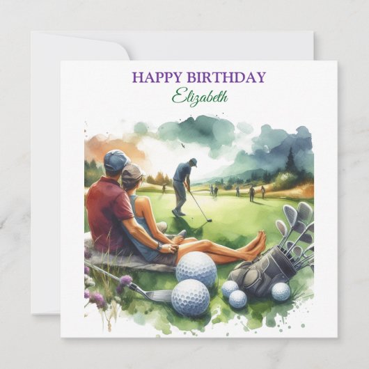 Carte Amoureux du ballon de golf d'anniversaire amusant (Devant)