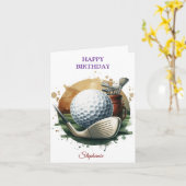 Carte Amoureux du ballon de golf d'anniversaire amusant (Fleur jaune)